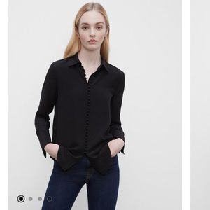 Club Monaco Helek Black Silk Button Down Blouse